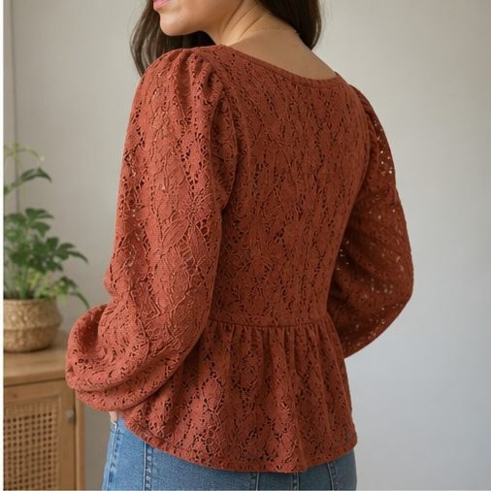 Rust Button Blouse - Picture 3 of 6